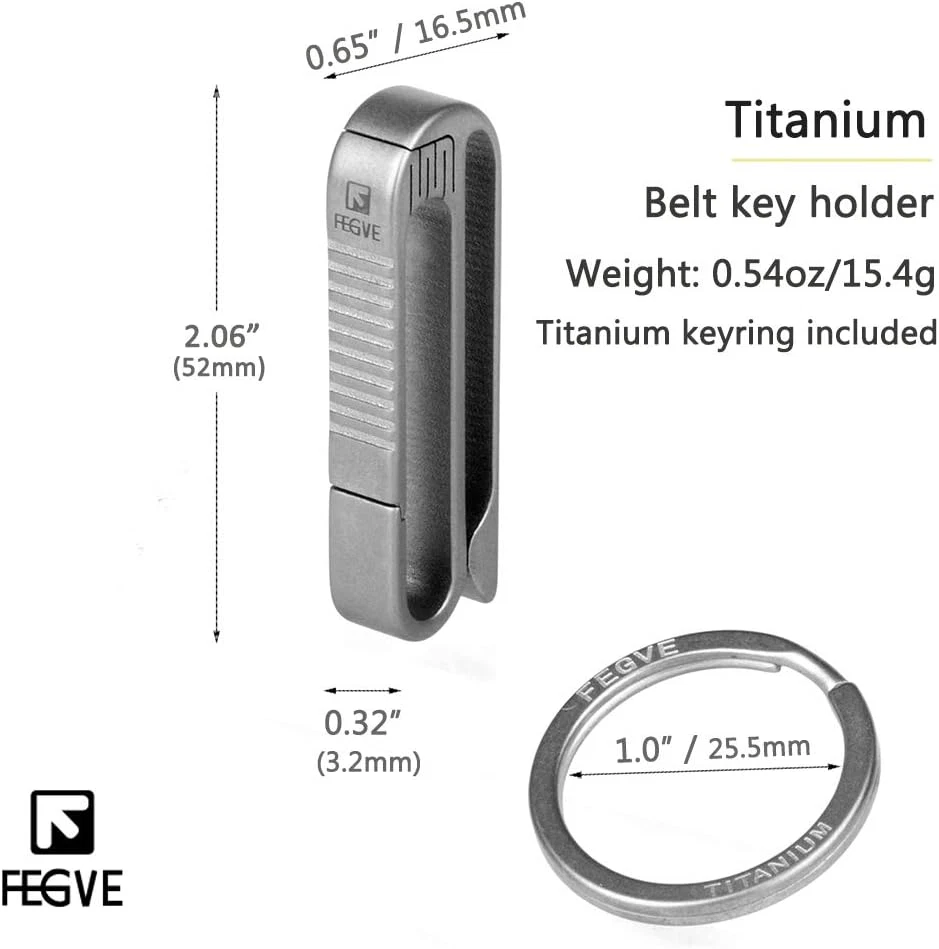 Porta llaves de cinturón de titanio, clip para llave de cinturón con llavero para llaves, gancho para llavero para  Foto 2 de 4