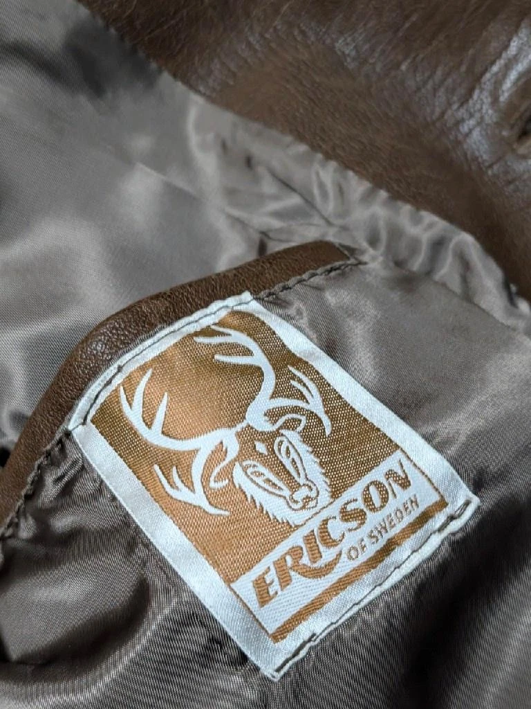 1970s vintage BELTED brown leather 38 trench coat ERICSON overcoat SHERLOCK image 7