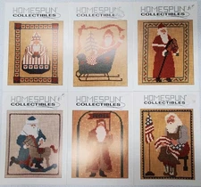 6 Homespun Collectibles Cross Stitch Patterns/Charts 6 Different Santas C