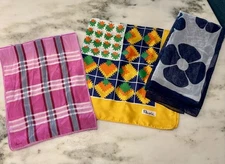 Vintage Scarves VERA Silk, Paoli Puzzle Pieces, Navy and White Sheer Excellent!