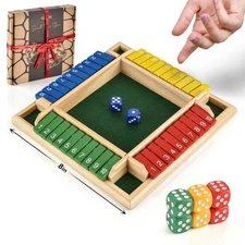 Wooden Shut the Box, Ideal for 2-4 Players, NEW Colorful Design, Gift Packaging