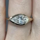 3Ct Pear Cut Lab Created Diamond Wedding Engagement Ring 14k Yellow Gold Plated