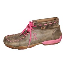 Twisted X Youth Girls' Brown Breast Cancer Moccasin Boots - Moc Toe Size 5.5 M