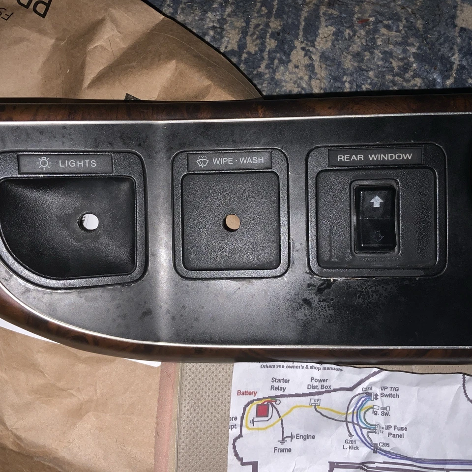 🤙🫡🫡 1987-1991 Ford Bronco F150 interruptor ventana trasera madera grano tablero moldura bisel Foto 3 de 4