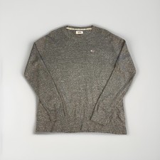 Tommy Jeans Men's Grey Knit Jumper Size M Cotton Casual Crew Neck