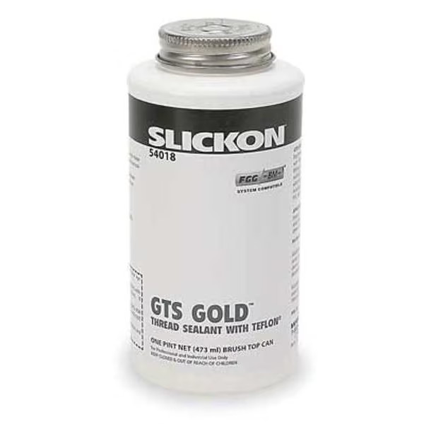 Pipe Thread Sealant 19.2 fl oz, Brush-Top Can, Slickon GTS Gold, Yellow, Paste