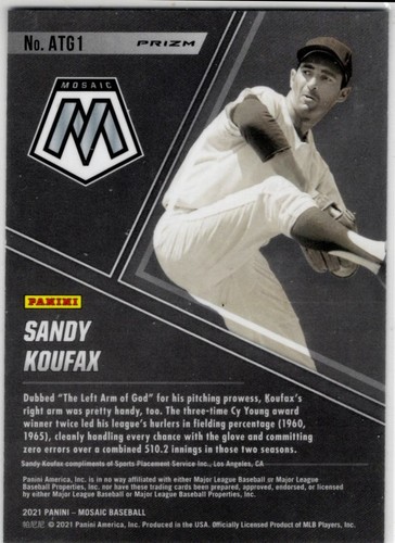 2021 Panini Mosaic Baseball Sandy Koufax No. ATG1 Los Angeles - Bild 2 von 2
