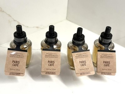 4 Bath & Body Works Wallflower Home Fragrance Refill Bulb PARIS CAFE Coffee NEW