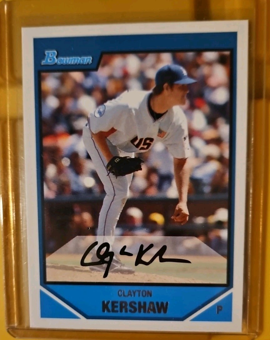 2007 Clayton Kershaw Rookie Card Bowman Draft  Picks #BDPP77 White Border RC MT+
