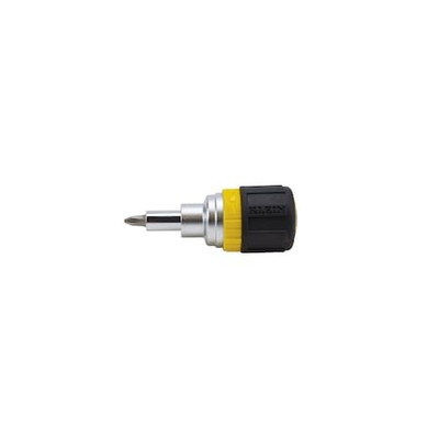 Klein Tools 32593 Multi-Bit Ratcheting Screwdriver, 6-In-1, Stubby, Ph, Sl, Nut