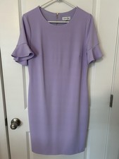 Calvin Klein purple sheath dress with flutter sleeves, Size 12
