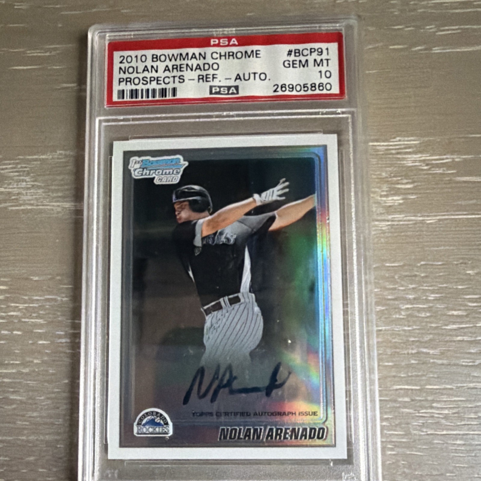 2010 Bowman Chrome Prospects Nolan Arenado #BCP91 Refractor Auto /500 PSA 10 RC