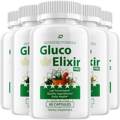 (5 Pack) Gluco Elixir Capsules   GlucoElixir Natural Blend Glycogen Support