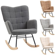 HOMCOM Poltrona a Dondolo Imbottita in Legno di Faggio e Acciaio