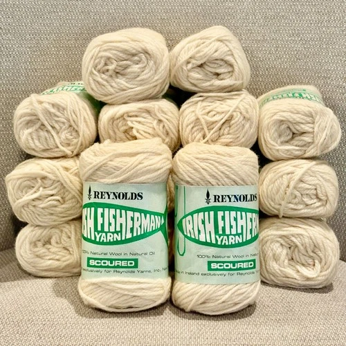 Vintage 🐑 Reynolds IRISH FISHERMAN Yarn 🐑 100% Wool - 16 Skeins - product listing photo