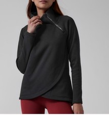Athleta Women's Cozy Karma Asym Pullover Sweatshirt Black Size Small