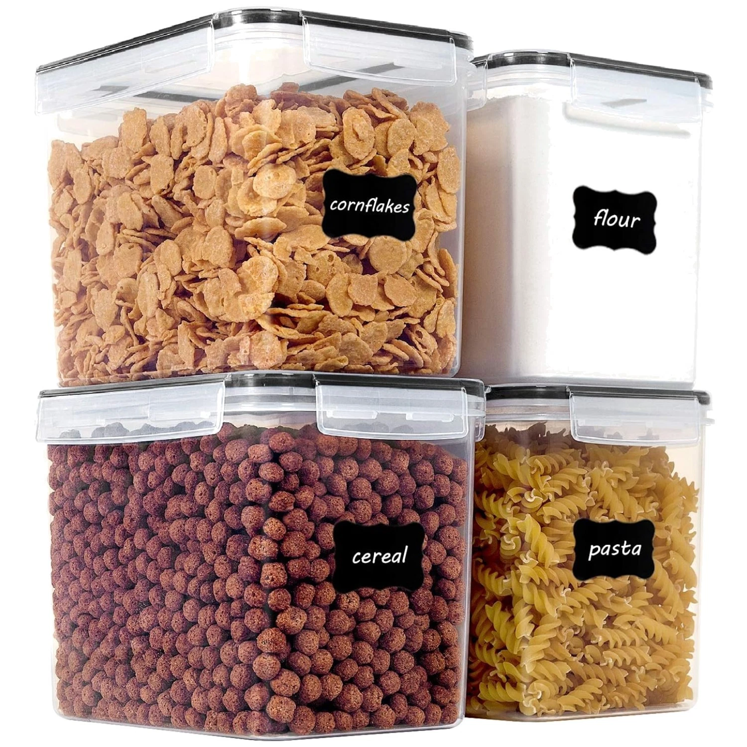 BPA Free Stackable 4-Piece Airtight Containers - Perfect for Baking & Pantry]/-