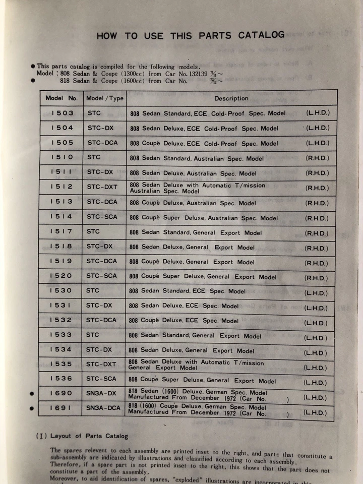 Mazda 808 818 Parts Catalogue Illustrated Manual Mazda Original 1974 Sedan Coupe - Image 3 of 4
