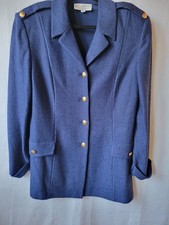 St. John Collection By Marie Gray Blue Gold Button Jacket Blazer Women  s Size 14