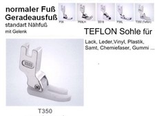Leder N&auml;hfu&szlig; mit TEFLONSOHLE f&uuml;r viele Industrie N&auml;hmaschinen, Schnelln&auml;her !!