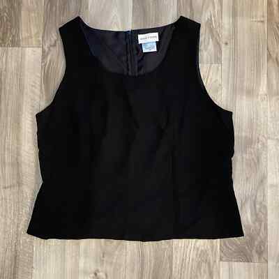 Avani Evening 2X Black Chiffon Tank Top Back Zip, Lined