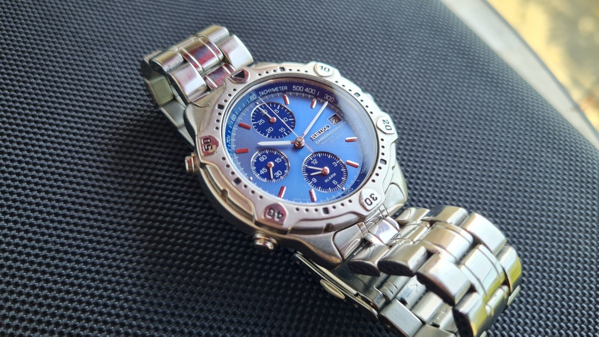SEIKO CHRONOGRAPHクロノグラフ7T32-6E40腕時計 Seiko Chronograph 10bar Blue 7T32-6E40 | eBay