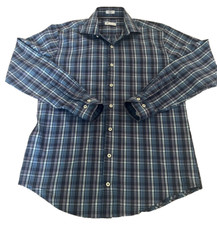 Peter Millar Mens Shirt Medium Check Plaid Long Sleeved Button