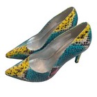 Y2K FREE LANCE Leather Multicolor Snakeskin Heels Made In France Stiletto US 9