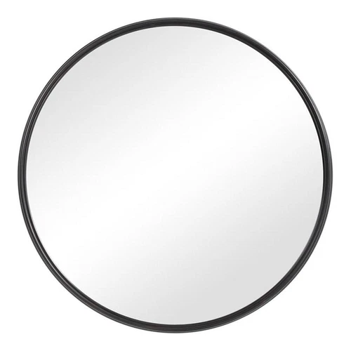 Uttermost Belham Round Solid Iron Metal and MDF Mirror in Aged Black - Picture 1 of 8