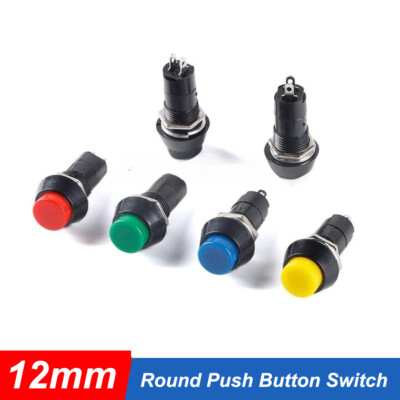 #ad Round Push Button Switch Latching or Momentary 12mm SPST Red Green Black White AU $47.04