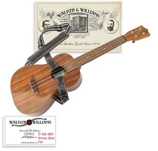 Walker & Williams U-66-Brown Double Hook Ukulele Shoulder Strap Hands Free 