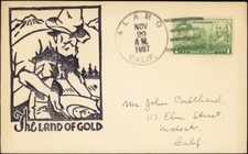 Estados Unidos, 1937. California Town cds Coulthard cachet, Alama, CA