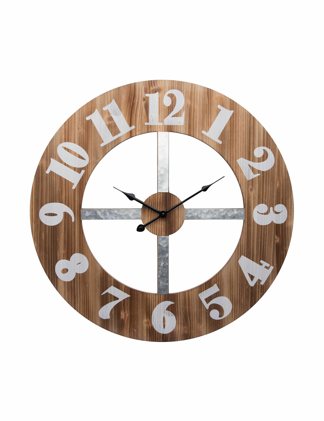 Home Essentials 24" Galvanized Wooden Wall Clock - Brown - H