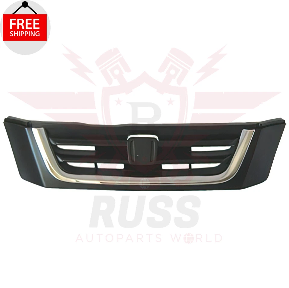 New Front Bumper Upper Grille Black with Chrome Molding For 1997-2001 HONDA CR-V Foto 2 de 4