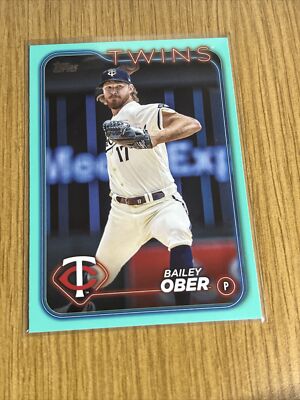 Baseball Card | #121 Bailey Ober Aqua - Minnesota Twins - 2024 Topps Series 1