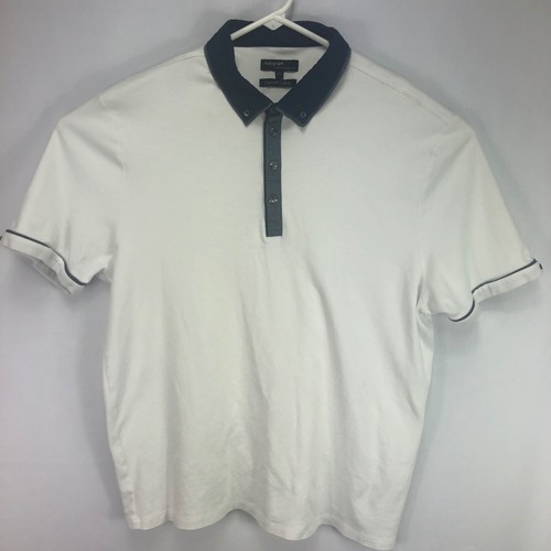 M\u0026S Autograph Supima White/Blue Cotton 