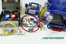 Car R12 R437a R1234yf R134a Refrigerant Gauges Vacuum Pump + 100KG scale tool