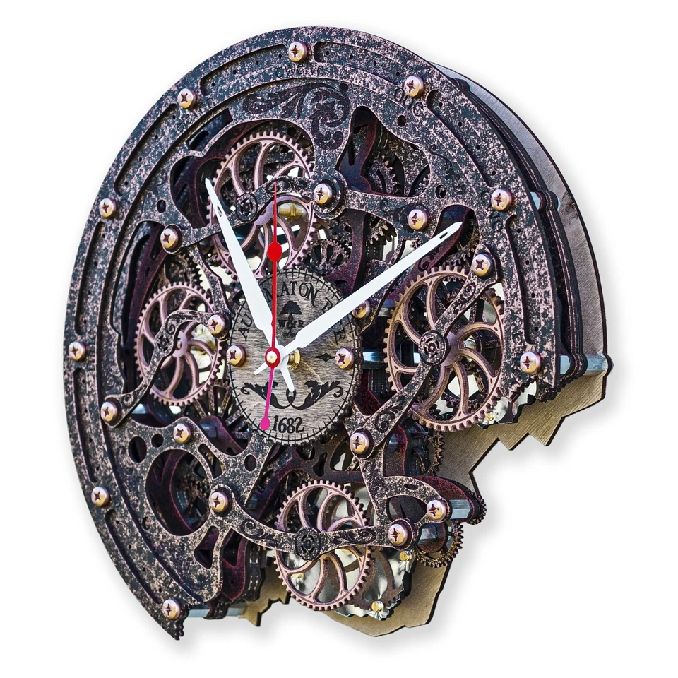 Reloj de Pared Automaton Bite Grandes Engranajes Móviles 1682 Antiguo Cobre Steampunk Loft Arte Foto 3 de 4
