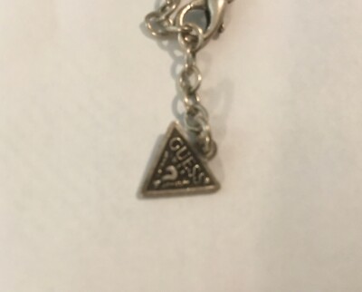 GUESS Necklace Pierced Earrings Silver Color Logo Pendant