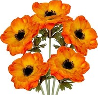 5Er Set KüNstliche Anemonen Kunstblumen Orange 53Cm FrüHlingsblumen