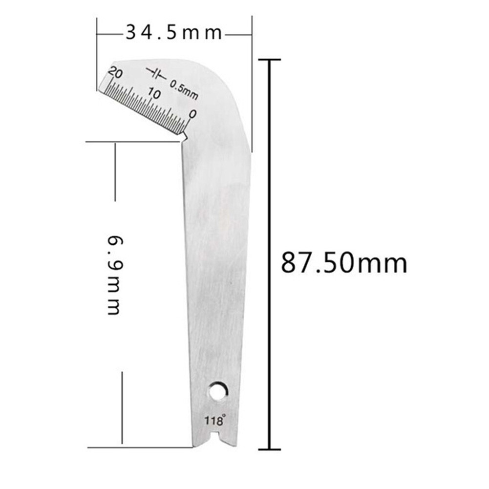Gauge Stainless Steel Corner Front Edge Measuring Weld Drill Bit Angle