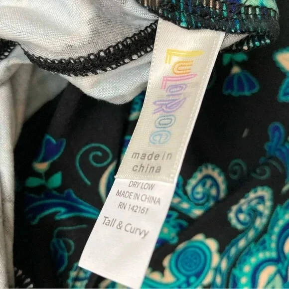 NUEVO CON ETIQUETAS Leggings LulaRoe TC Azul Negro Damasco Floral Paisley Raro Difícil de Encontrar LLR Unicornio Foto 3 de 3