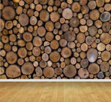 Wooden Logs Wood Grain Backdrop Wall Art Mural Wall Paper Self Adhesive Vinyl