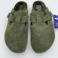 Birkenstock New w/ Box Boston Shearling Thyme Suede Leather Regular Select Size
