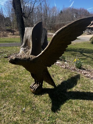 MASSIVE hand carved eagle artwork J H Bellamy ? 48  x 36  x 36  gilt color c1890