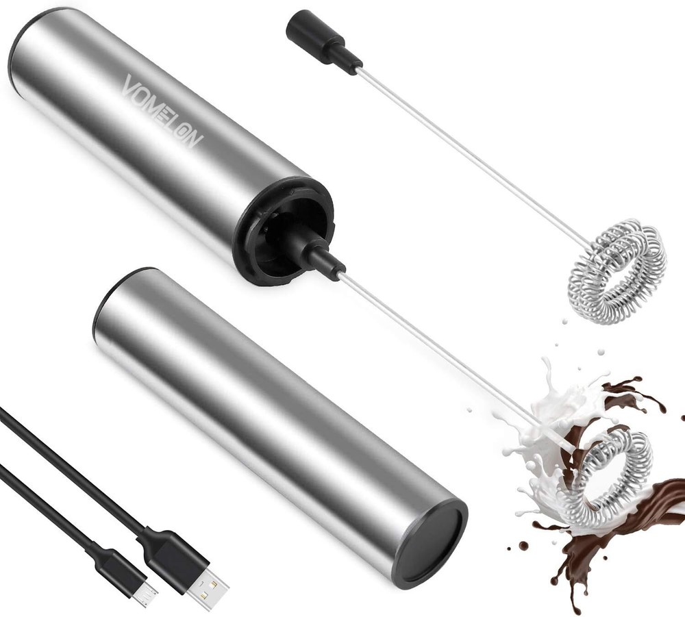 Milk Frother,Rechargeable 3 Speed Electric Coffee Foamer for Silver +3 whisk