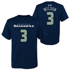 Outerstuff Seattle Seahawks Russell Wilson 3 NFL Youth Short Sleeve Tee, Blue