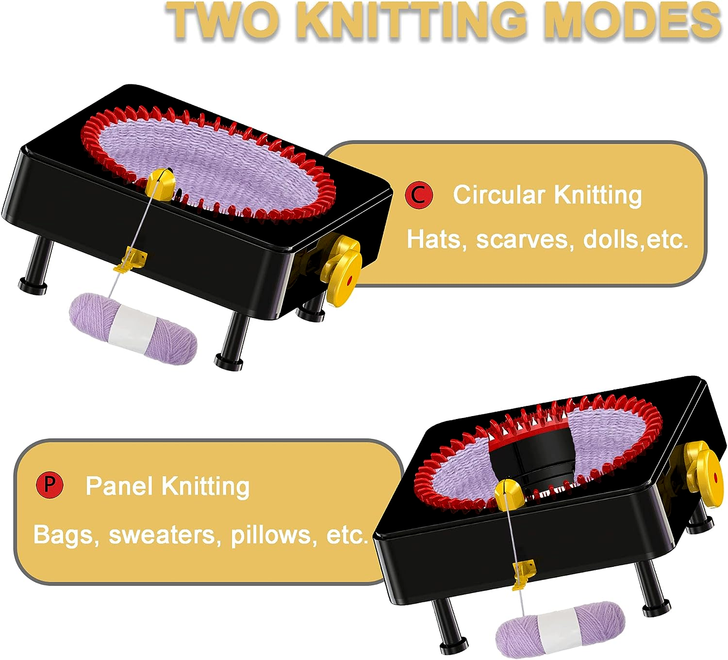 Knitting Machine, 48 Needles Knitting Loom Machine, Hand Crank Knitting