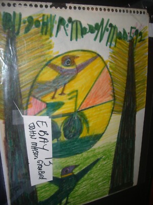 John Mason FOLK ART PAINTING OUTSIDER VINTAGE #13 Green Bird | eBay