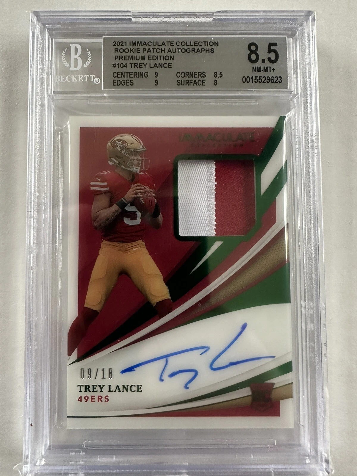 Trey Lance Panini Immaculate Collection #104 Patch Autograph-Premium Edition